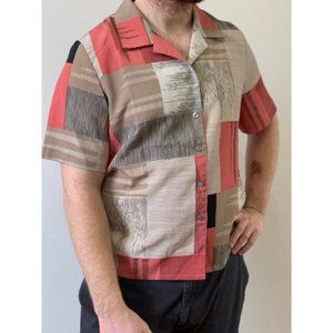 Vintage 90’s Pink Funky Hipster Geometric Short Sleeve Button Down UNISEX